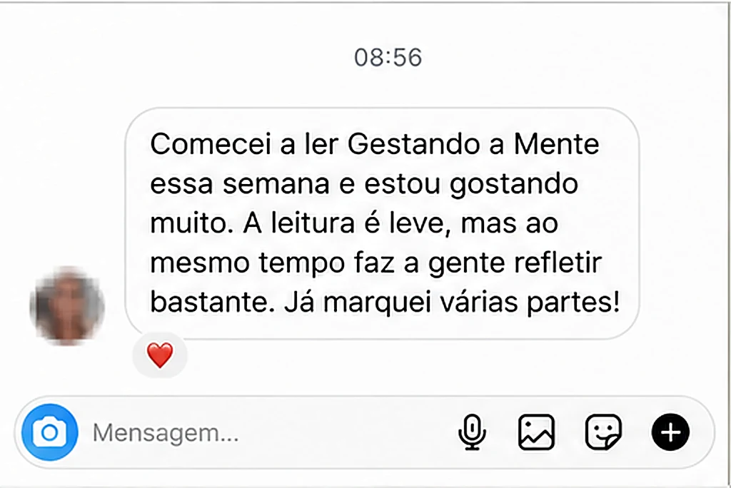 Print de conversa real no WhatsApp: leitora comentando sobre o livro Gestando a Mente